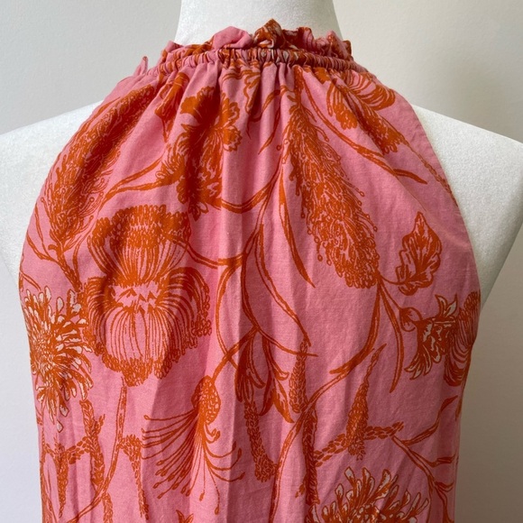 Antonio Melani Pink & Orange Floral Maxi Dress Cotton Size XS Tropical Summer - Picture 6 of 10